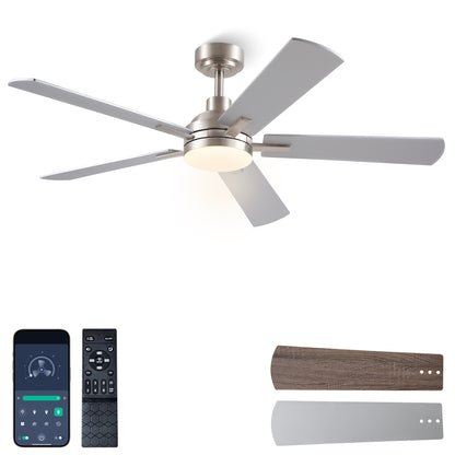 Ceiling Fans with Lights, 46"Black Low Profile Fan Light-Flush Mount Black Low Profile Fan Light-Flush Mount with 5 Reversible Blade,6 Wind Speed 3CCT Dimmable,Indoor Light Fixture for Bedroom