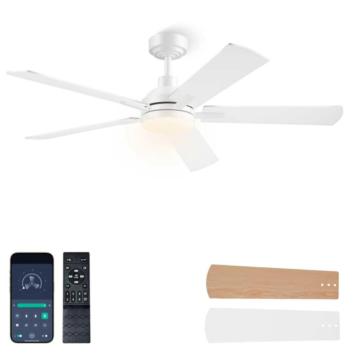 Ceiling Fans with Lights, 46"Black Low Profile Fan Light-Flush Mount Black Low Profile Fan Light-Flush Mount with 5 Reversible Blade,6 Wind Speed 3CCT Dimmable,Indoor Light Fixture for Bedroom
