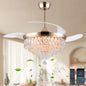 48" Chandelier Ceiling Fan with Lights, Crystal Retractable Fandelier with 3 Color LED Dimmable, Reversible DC Motor, Modern for Bedroom, Living Room5555-BLACK 5555-GOLD 5555-NICKEL