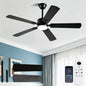 56inch Black Modern Ceiling Fans with Lights and Remote/App Control Reversible 6 Speeds DC Motor, Noiseless, Dimmable 3CCT LED, Memory Function, 5 Dual Finish Blades for Bedroom Living Room