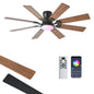 52 inch Ceiling Fan with Light, 6 Speeds Reversible Low Profile Ceiling Fan with Light and Remote/APP Control, 3 Color Temp+Dimmable RGB, 8 Blades, Flush Mount Quiet Ceiling Fans, Black