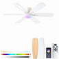 52inch  Ceiling Fans with Lights and Remote/App Control, Low Profile Ceiling Fan with Light and 6 Double-Side blades, Flush Mount, LED/RGB Dimmable DC Reversible Modern Ceiling Fan for Bedroom