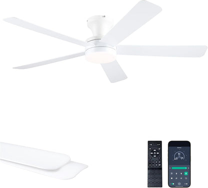 Ceiling Fans with Lights,46" Black Flush Mount Ceiling Fan Light with ABS Blades Reversible,3CCT Dimmable, Low Profile Fan Light for Indoor Modern Bedroom, Kitchen