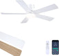 48In Ceiling Fan with Light Flush Mount - White Low Profile Ceiling Fan Light with Remote/APP, 5 Reversible Dual-Sided Blades, Modern Fan Light for Indoor Bedroom, Covered Outdoor