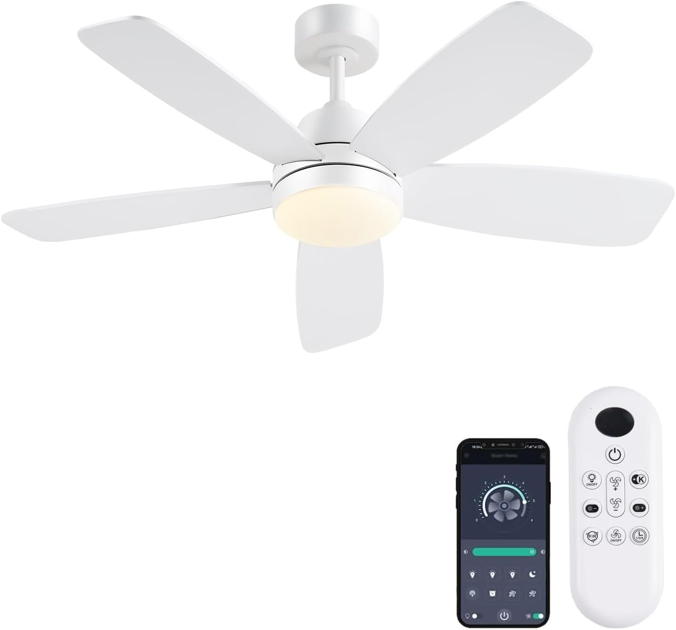 Ceiling Fans with Lights, Low Profile Indoor/Outdoor Use 42 Inch