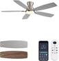 JSAITEE Ceiling Fans with Lights, 52 Inch Low Profile Ceiling Fan with Light and Remote Control, Flush Mount, DC Reversible Motor, Noiseless, White 6 Speeds Ceiling Fan for BedroomJL-66-Brown JL-66-nickle JL-66-white JL-66-black