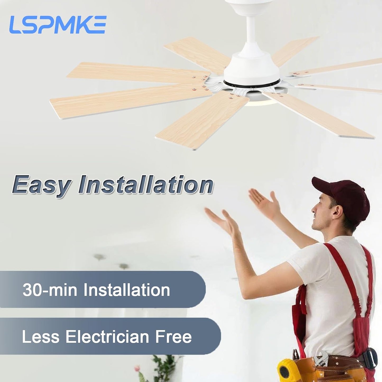 Ceiling Fan With Light & Remote Indoor/Outdoor Use 52 Inch Black White Brown Nickel LSP-100-Black LSP-100-White LSP-100-Brown LSP-100-Nickel