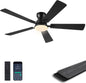 Ceiling Fans with Lights,52 Inch Low Profile Ceiling Fan with Light-Flush Mount Dimmable, Quiet DC Motor for Outdoor Patio,Garage,Bedroom Brown67-Black 52in 67-White 52in 67-Brown 52in 67-Nickel 52in