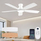 JSAITEE Ceiling Fans with Lights, 52 Inch Low Profile Ceiling Fan with Light and Remote Control, Flush Mount, DC Reversible Motor, Noiseless, White 6 Speeds Ceiling Fan for BedroomJL-66-Brown JL-66-nickle JL-66-white JL-66-black