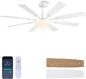 60" Ceiling Fan with Light - Modern White Low Profile Ceilings Fans Light Low Profile Fan with 8 Blades,6 Wind Speeds Reversible,Dimmable,Modern Light for Indoor Living Room,Kitchen,Coverd PatiosJL-153-Black-60In JL-153-White-60In JL-153-Brown-60In
