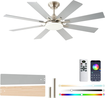 Ceiling Fan With Light & Remote Indoor/Outdoor Use 52 Inch Black White Brown Nickel LSP-100-Black LSP-100-White LSP-100-Brown LSP-100-Nickel