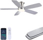SAITEE 48" Ceiling Fans with Lights Low Profile - Flush Mount Ceiling Fan with Light and Remote, 6 Wind Speeds Reversible, Quiet, 3CCT Dimmable, Fan Light for Modern Indoor, Bedroom, Kitchen,JL68-48-Black JL068-48-white JL68-48-Brwon JL68-48-Nickle