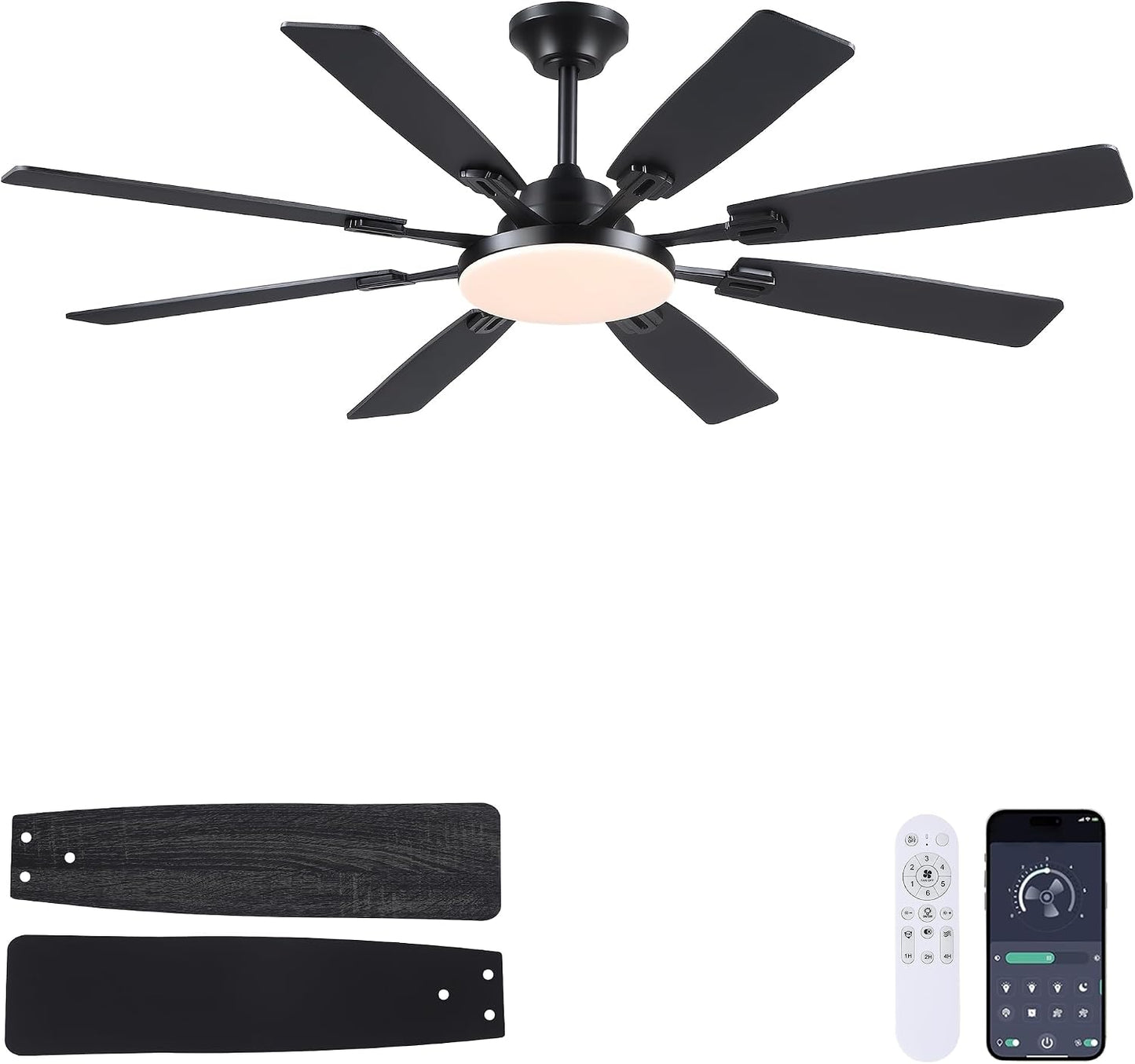 Ceiling Fan With Light & Remote Indoor/Outdoor Use 60 Inch RGB Brown