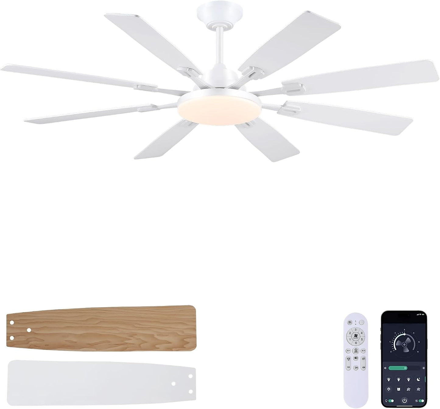 Ceiling Fan With Light & Remote Indoor/Outdoor Use 60 Inch RGB Brown