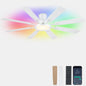 JSAITEE 60Inch Ceiling Fan with Lights Low Profile Flush Mount Brown RGB