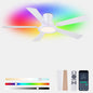 Ceiling Fans with Lights - 52in Flush Mount Ceiling Fan with RGB Dimmable, 3CCT 6 Wind Speeds and Reversible Quiet Motor, Low Profile RGB Fan Light for Modern Indoor, Party 8886-Black 8886-White 8886-Brown 8886-Nickel