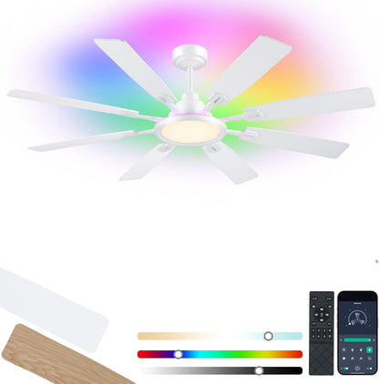 Ceiling Fan With Light & Remote Indoor/Outdoor Use 60 Inch RGB Brown