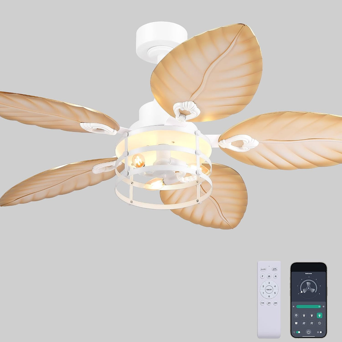 Ceiling Fans with Lights,Tropical Outdoor Palm Leaf Ceiling Fans