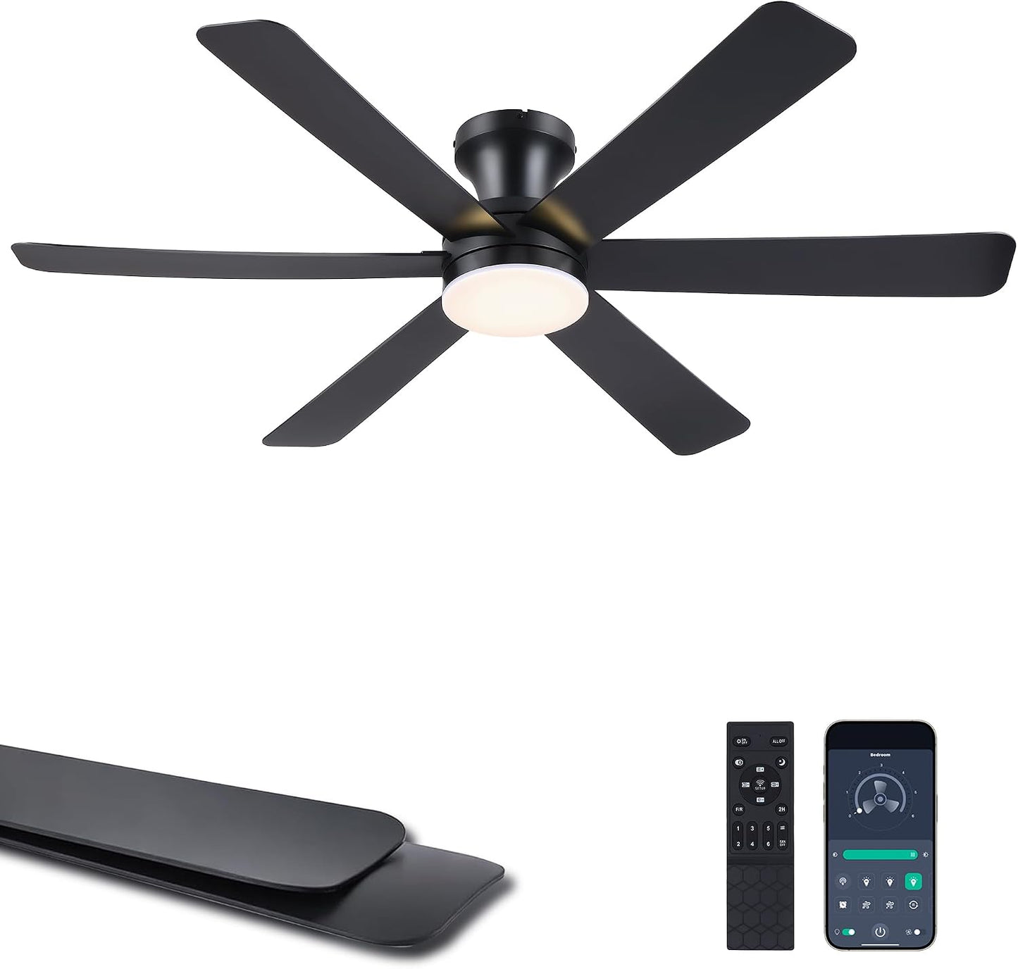 Ceiling Fans with Lights,46" Low Profile Ceiling Fan,Flush Mount 8891-Black 46 8891-White 46 8891-Brown 46