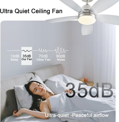 Ceiling Fans with Lights, Low Profile Indoor/Outdoor Use 42 Inch