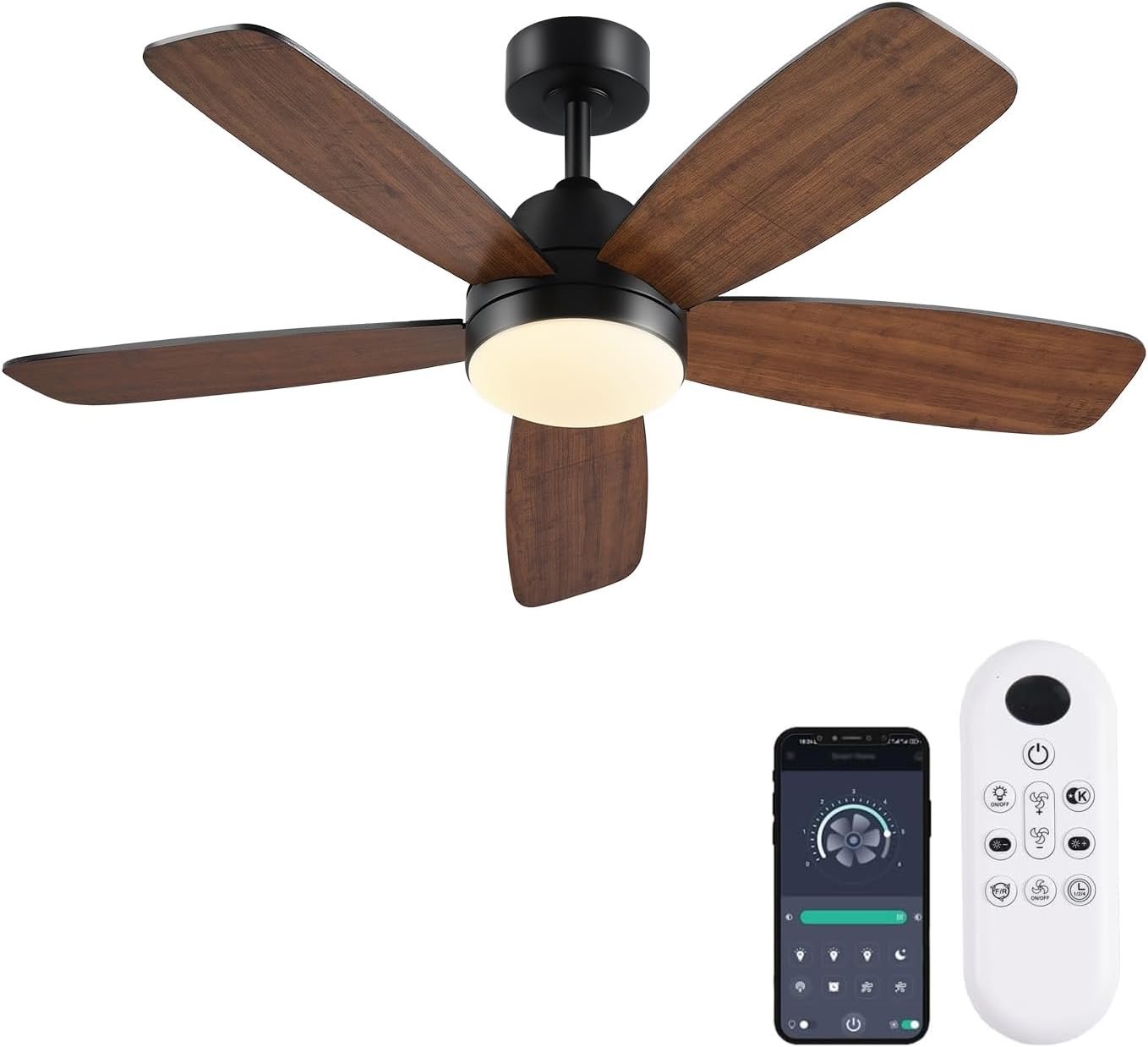 Ceiling Fans with Lights, Low Profile Indoor/Outdoor Use 42 Inch