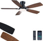 JSAITEE 46 Inch Low Profile Flush Mount Ceiling Fan with Lights, JL-66-46-black JL-66-46-White JL-66-46-brown