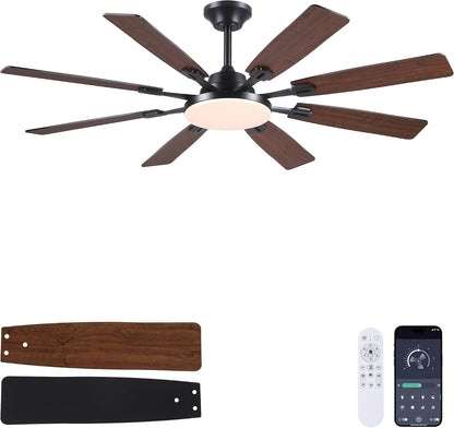 Ceiling Fan With Light & Remote Indoor/Outdoor Use 60 Inch RGB Brown