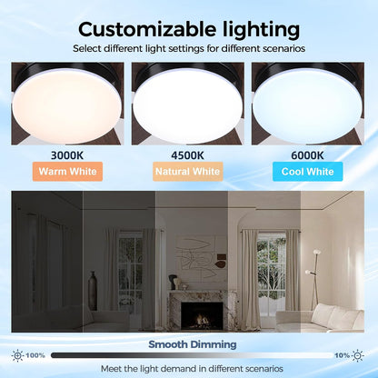 Ceiling Fans with Lights,46" Low Profile Ceiling Fan,Flush Mount 8891-Black 46 8891-White 46 8891-Brown 46