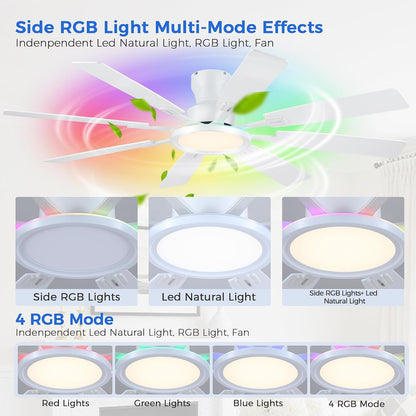 Ceiling Fans with Lights -60in Brown Flush Mount Ceiling Fan with RGB SY8888-Black-RGB SY8888-White-RGB SY8888-Brown-RGB