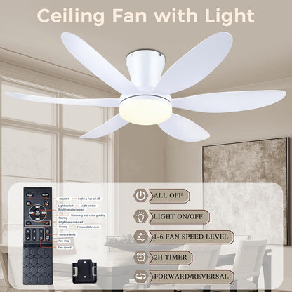 Ceiling Fans with Lights,42" Low Profile Ceiling Fan