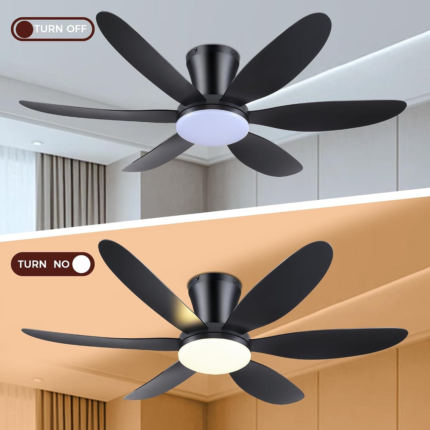 GJeg Ceiling Fans with Lights,42" Low Profile Ceiling Fan SY-89 Brown SY-89 Silver SY-89 Gold SY-89-White-42 SY-89-Black-42