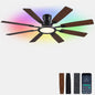 JSAITEE 60Inch Ceiling Fan with Lights Low Profile Flush Mount Brown RGB