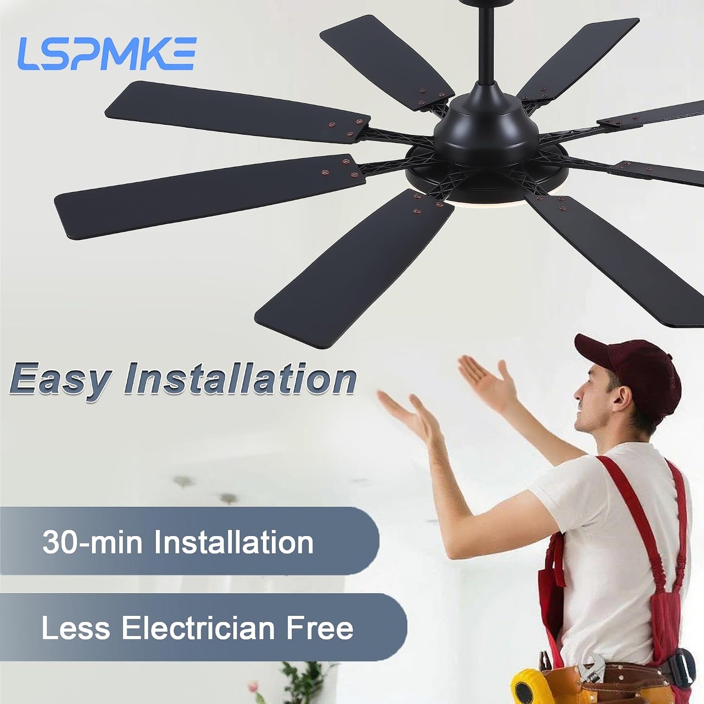 Ceiling Fan With Light & Remote Indoor/Outdoor Use 60 Inch RGB Brown