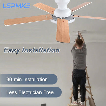 52" Ceiling Fan with Light, Remote Control, 3CCT Dimmable Noiseless DC Motor, Modern Indoor Lighting Fixture for Bedroom, Kitchen LSP-266-Black LSP-266-White LSP-266-Brown LSP-266-Nickel