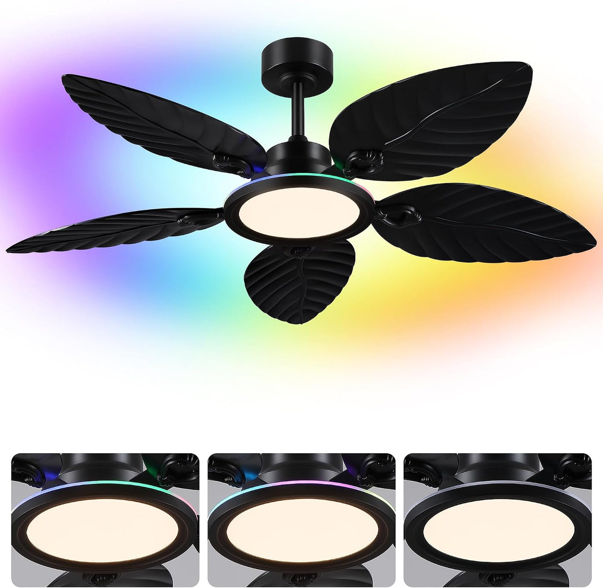 Ceiling Fans with Lights,Tropical Outdoor Palm Leaf Ceiling Fans
