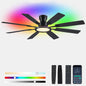Ceiling Fans with Lights -60in Brown Flush Mount Ceiling Fan with RGB SY8888-Black-RGB SY8888-White-RGB SY8888-Brown-RGB