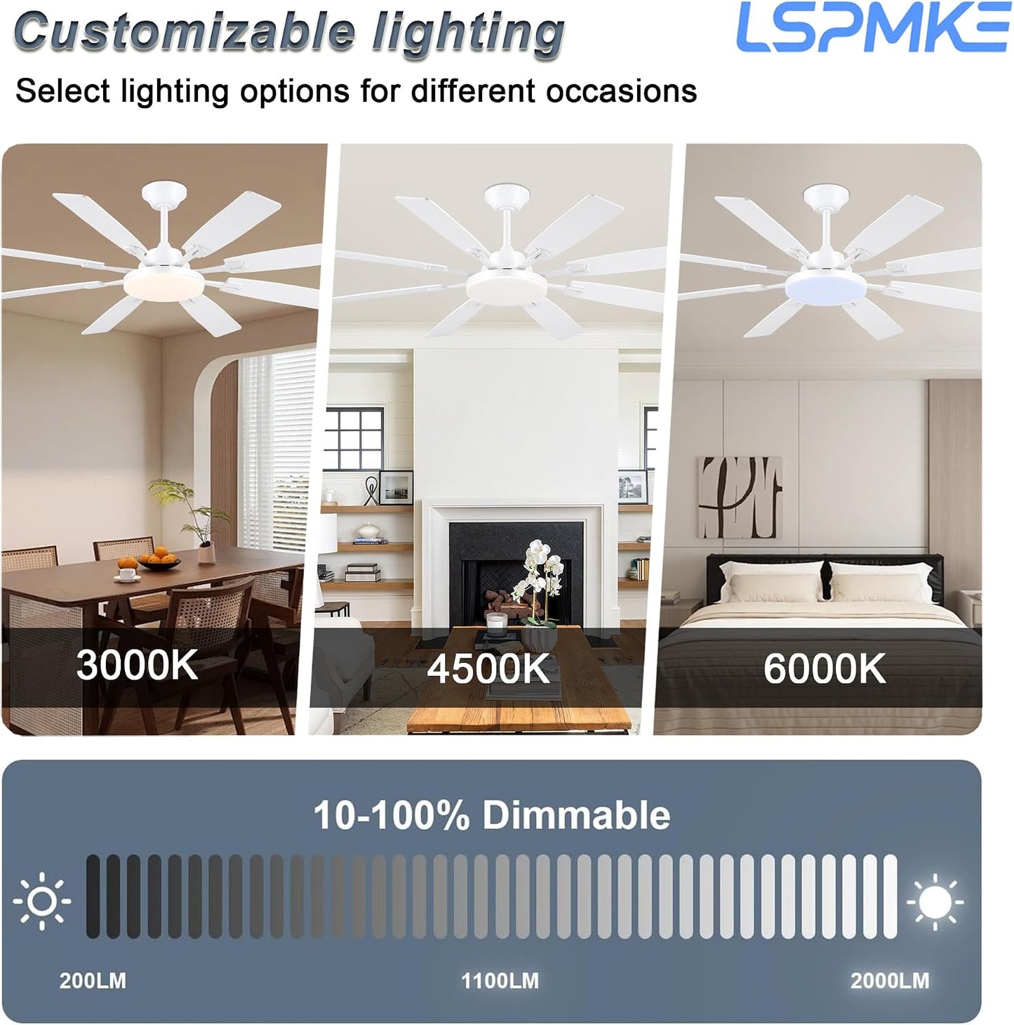 Ceiling Fan With Light & Remote Indoor/Outdoor Use 60 Inch RGB Brown