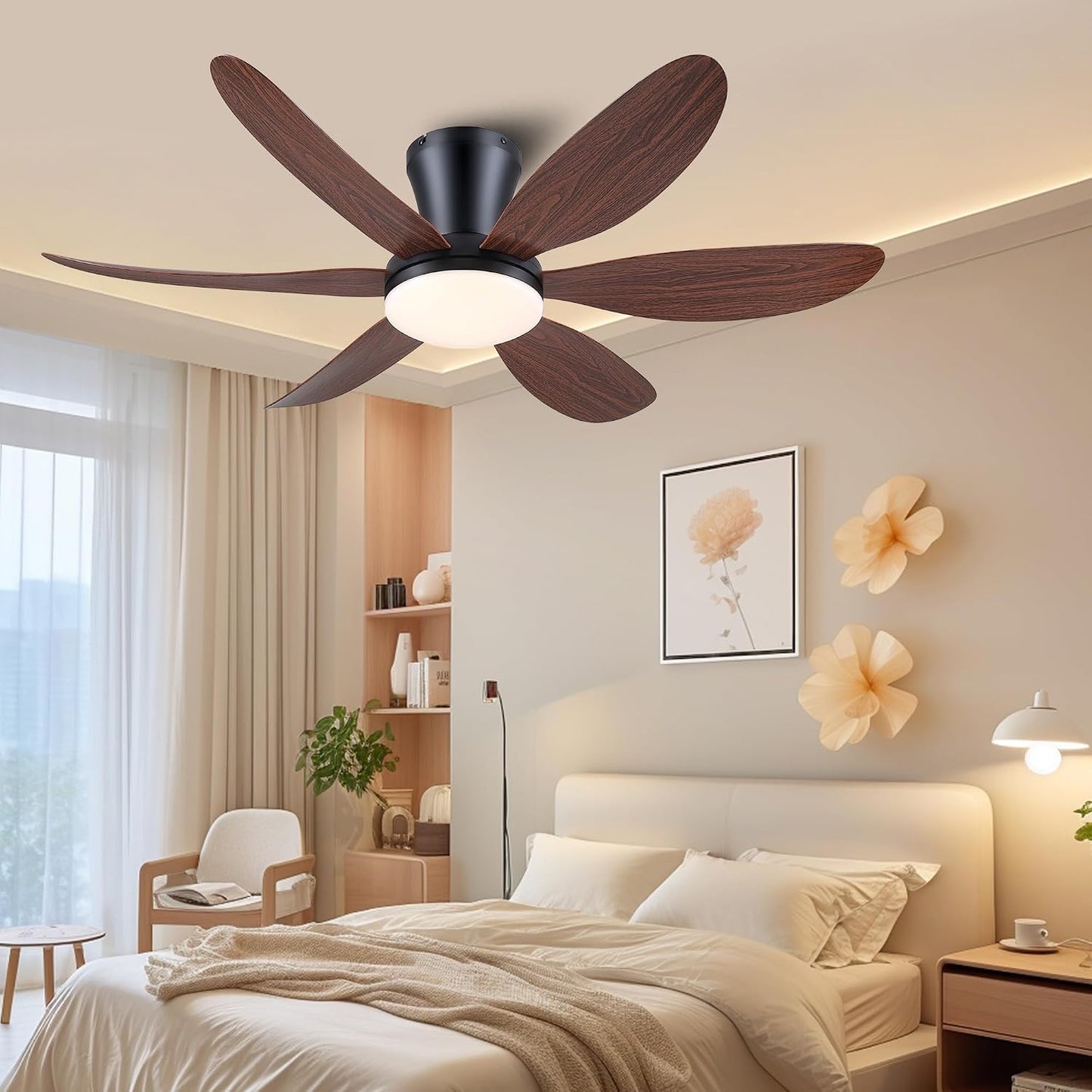 GJeg Ceiling Fans with Lights,42" Low Profile Ceiling Fan SY-89 Brown SY-89 Silver SY-89 Gold SY-89-White-42 SY-89-Black-42