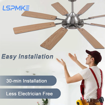 Ceiling Fan With Light & Remote Indoor/Outdoor Use 60 Inch RGB Brown