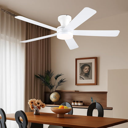 Ceiling Fans with Lights,46" Black Flush Mount Ceiling Fan Light with ABS Blades Reversible,3CCT Dimmable, Low Profile Fan Light for Indoor Modern Bedroom, Kitchen