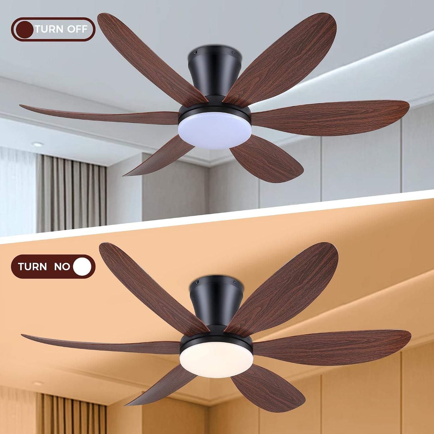 GJeg Ceiling Fans with Lights,42" Low Profile Ceiling Fan SY-89 Brown SY-89 Silver SY-89 Gold SY-89-White-42 SY-89-Black-42