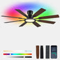 Ceiling Fans with Lights -60in Brown Flush Mount Ceiling Fan with RGB SY8888-Black-RGB SY8888-White-RGB SY8888-Brown-RGB