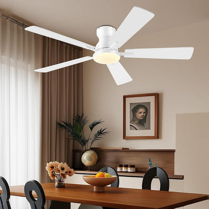 Ceiling Fans with Lights,52 Inch Low Profile Ceiling Fan with Light-Flush Mount Dimmable, Quiet DC Motor for Outdoor Patio,Garage,Bedroom Brown67-Black 52in 67-White 52in 67-Brown 52in 67-Nickel 52in