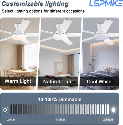 52" Ceiling Fan with Light, Remote Control, 3CCT Dimmable Noiseless DC Motor, Modern Indoor Lighting Fixture for Bedroom, Kitchen LSP-266-Black LSP-266-White LSP-266-Brown LSP-266-Nickel