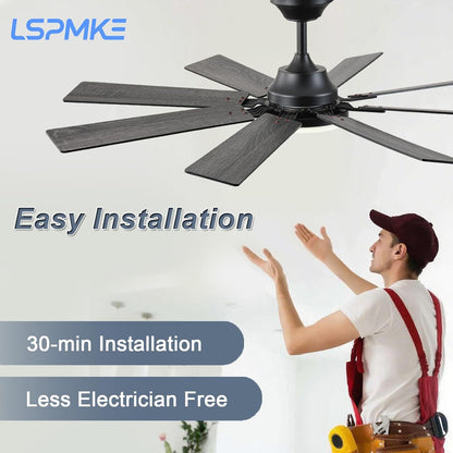 Ceiling Fan With Light & Remote Indoor/Outdoor Use 52 Inch Black White Brown Nickel LSP-100-Black LSP-100-White LSP-100-Brown LSP-100-Nickel