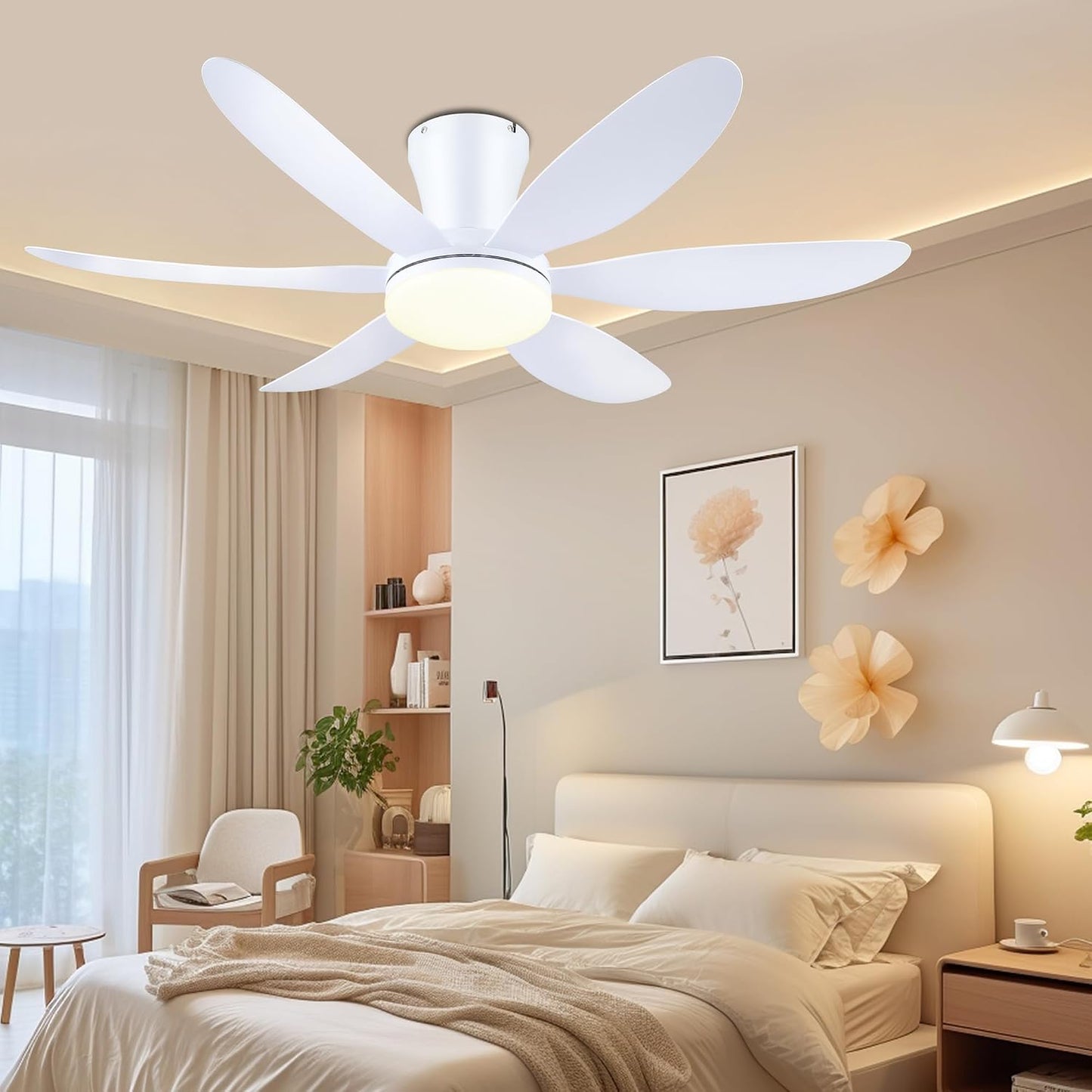 GJeg Ceiling Fans with Lights,42" Low Profile Ceiling Fan SY-89 Brown SY-89 Silver SY-89 Gold SY-89-White-42 SY-89-Black-42