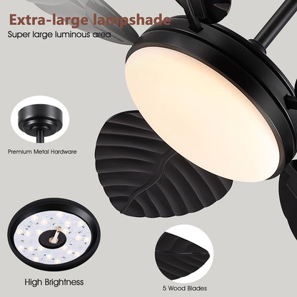 GJeg Tropical Ceiling Fans with Lights,52" Outdoor Palm Leaf Ceiling Fans 888-Black 52 888-White 52 888-Brown 52 888-Dark brown 52 888-Light brown 52