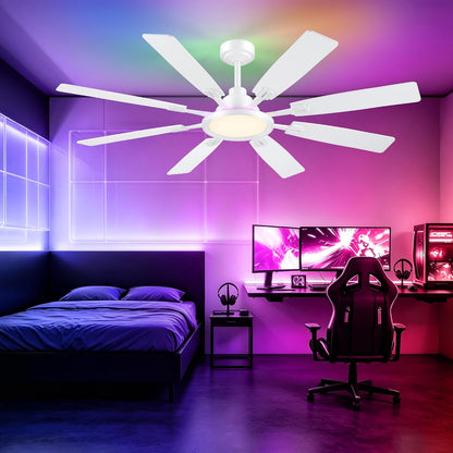 Ceiling Fan With Light & Remote Indoor/Outdoor Use 60 Inch RGB Brown