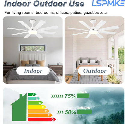 Ceiling Fan With Light & Remote Indoor/Outdoor Use 52 Inch Black White Brown Nickel LSP-100-Black LSP-100-White LSP-100-Brown LSP-100-Nickel