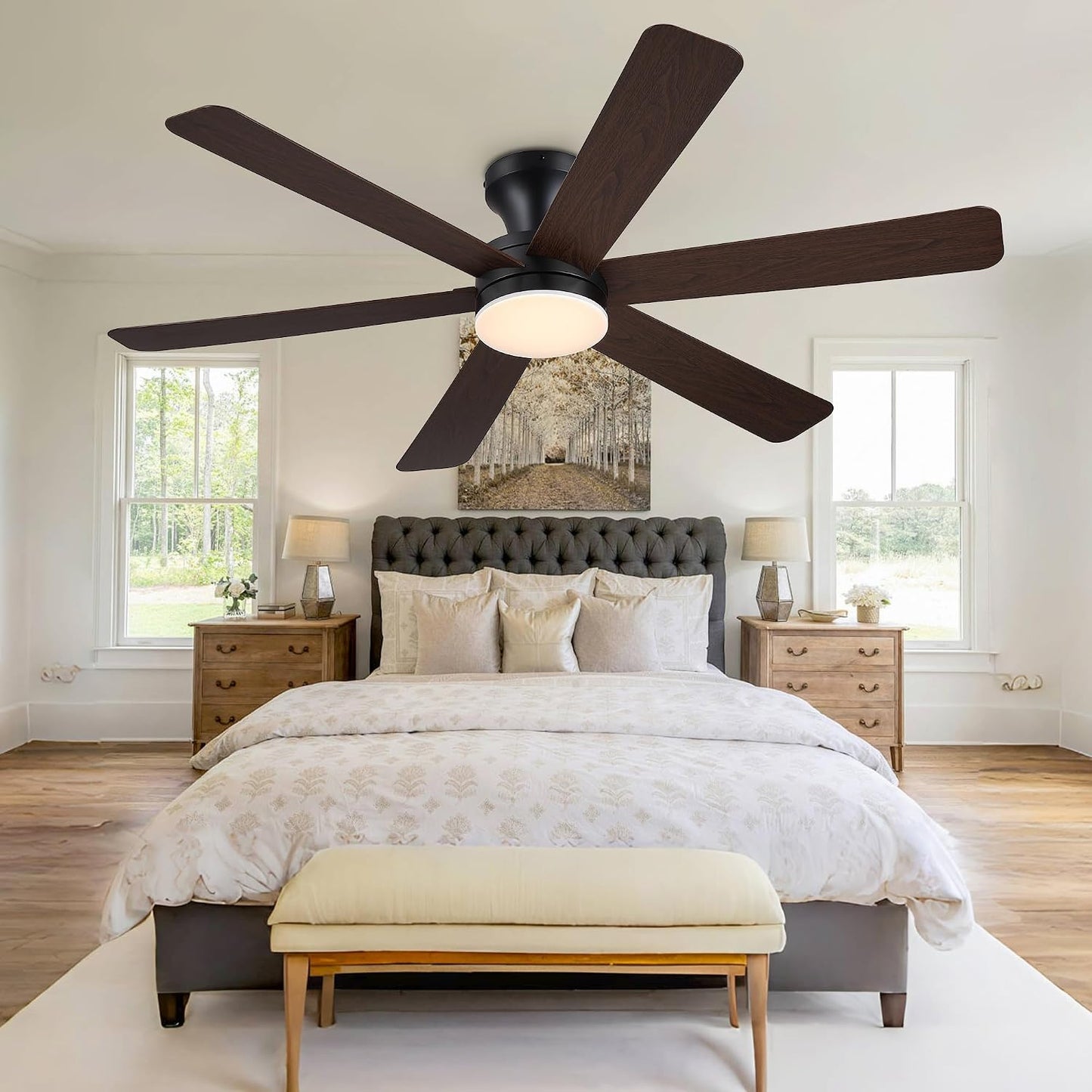 Ceiling Fans with Lights,46" Low Profile Ceiling Fan,Flush Mount 8891-Black 46 8891-White 46 8891-Brown 46
